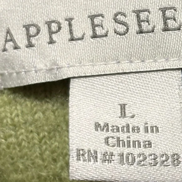 Vintage Green Wool Floral Brocade Cardigan Button Jacket Size Large Appleseed's - Picture 8 of 8